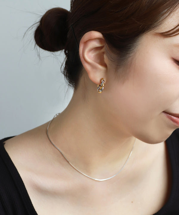コンビカラーフープピアス[ステンレス][Ownideal]