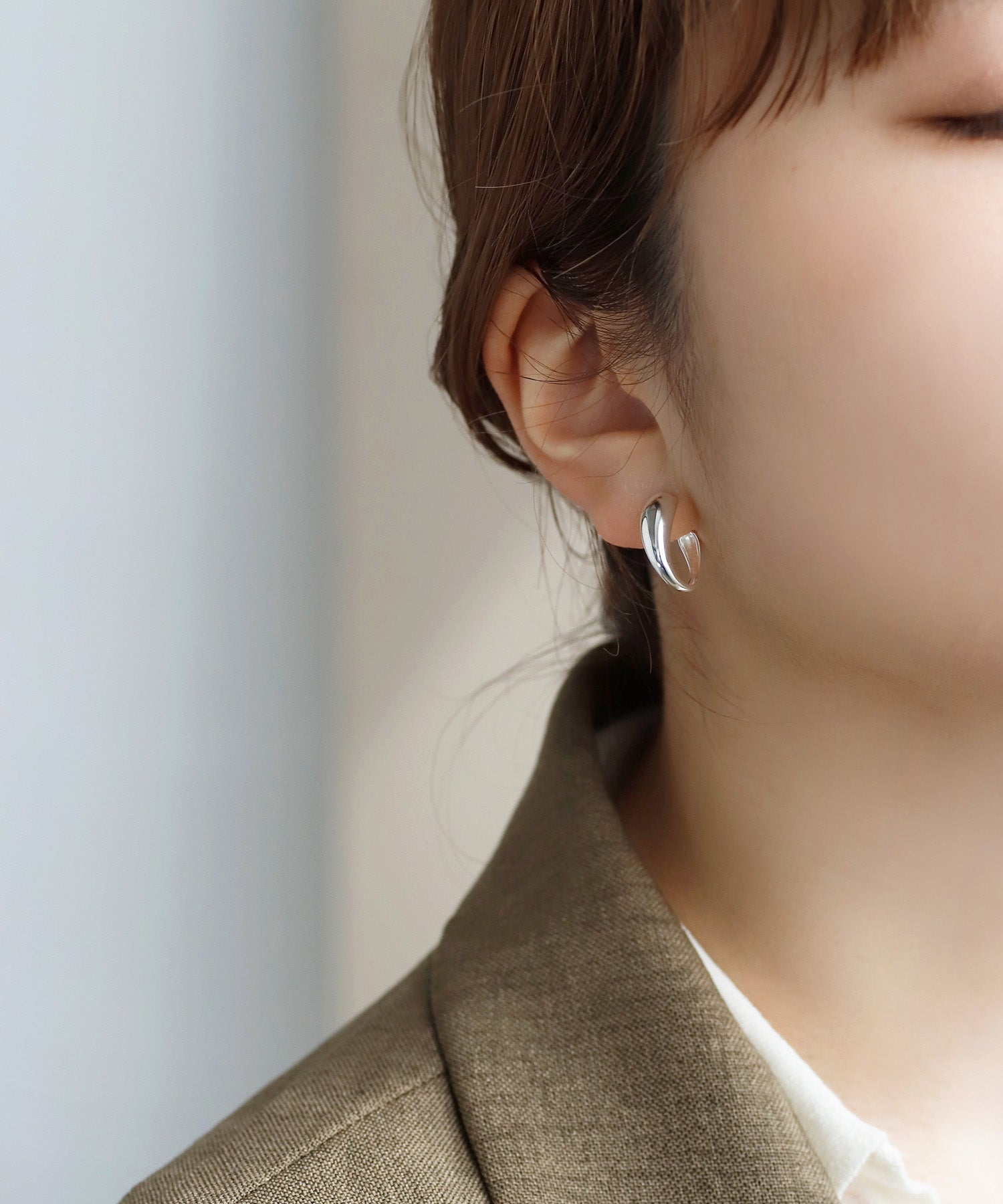 mimi33】ニュアンスラインフープピアス[silver925][Ownideal