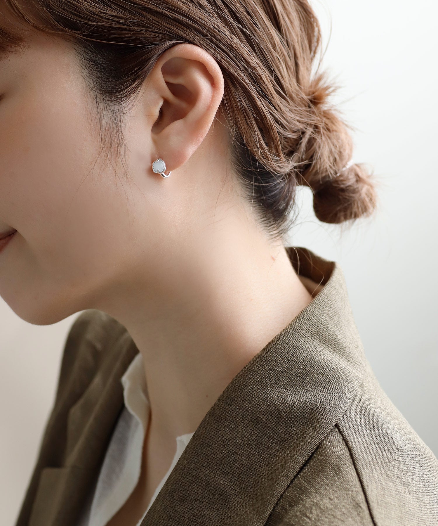 mimi33】天然石フープピアス[silver925][Sheerchic]｜アネモネ