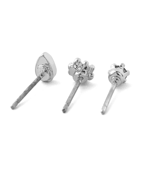 ビジュー×メタルピアス[3ペアセット]