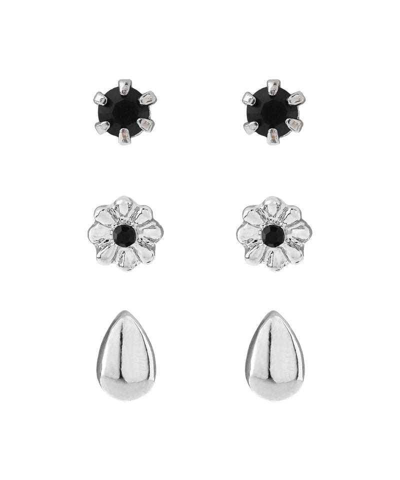 ビジュー×メタルピアス[3ペアセット]