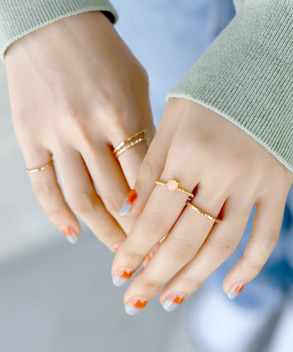 クリアストーン×メタルデザインリング[5本セット]