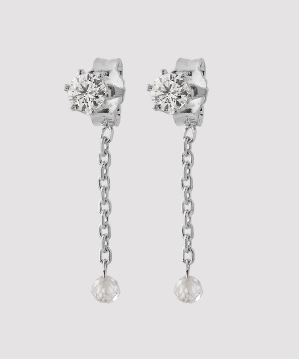 ビジュー×チェーンバックキャッチピアス[silver925][Sheerchic]