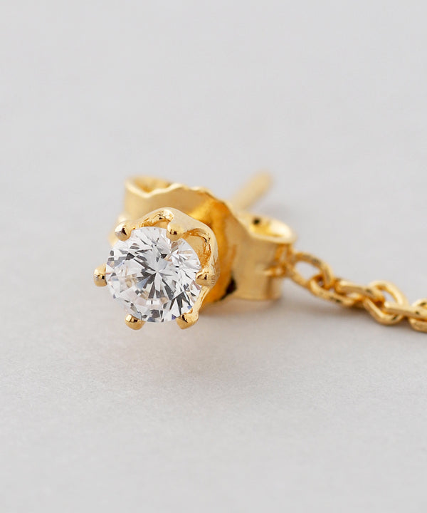 ビジュー×チェーンバックキャッチピアス[silver925][Sheerchic]