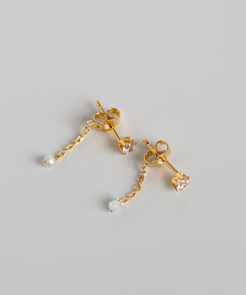 ビジュー×チェーンバックキャッチピアス[silver925][Sheerchic]
