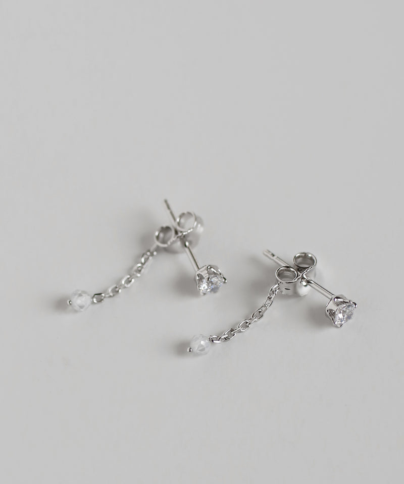 ビジュー×チェーンバックキャッチピアス[silver925][Sheerchic]