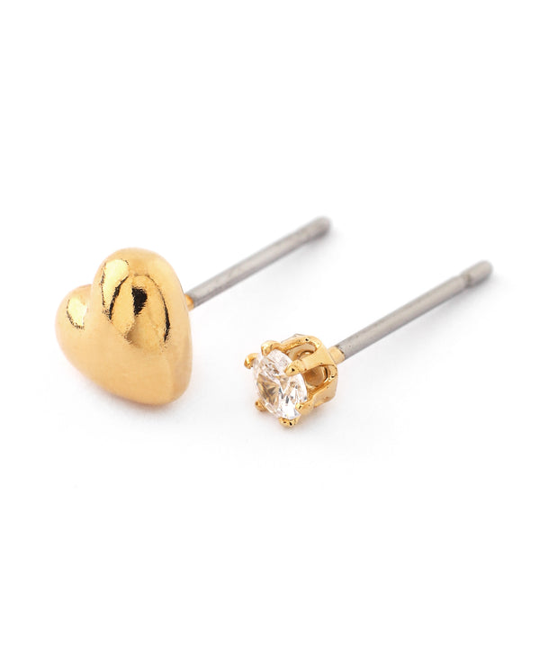 メタルハート×ビジューピアス[2ペアセット]