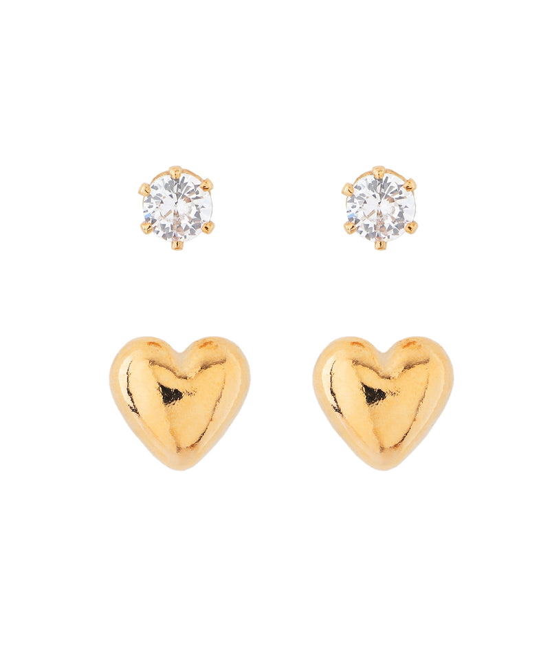 メタルハート×ビジューピアス[2ペアセット]