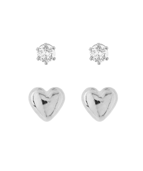 メタルハート×ビジューピアス[2ペアセット]