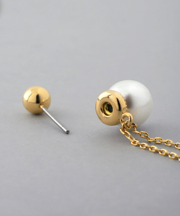 バロックパール風ロングバックキャッチピアス