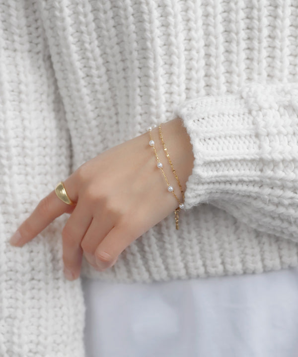 【ステンレス】ステーションパール2連ブレスレット