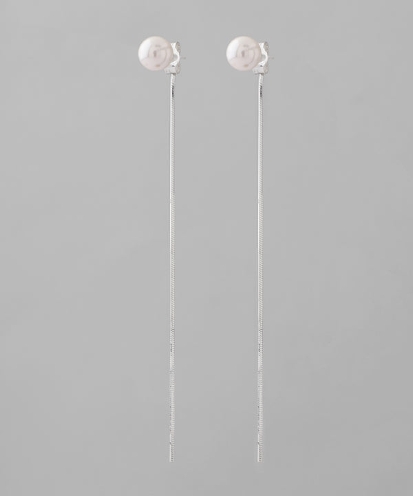 パール×チェーンバックキャッチピアス[silver925][Sheerchic]