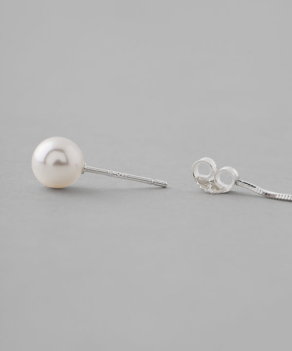 パール×チェーンバックキャッチピアス[silver925][Sheerchic]