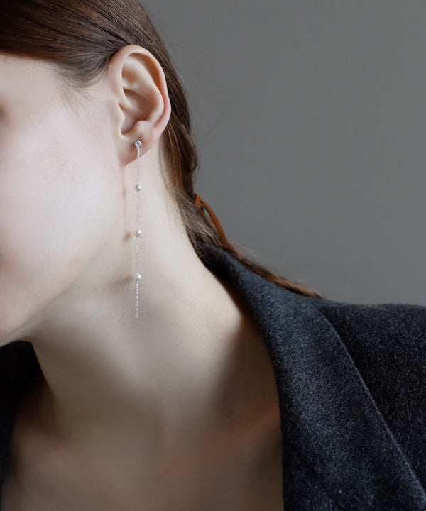 ビジュー×パールロングピアス[silver925][Sheerchic]