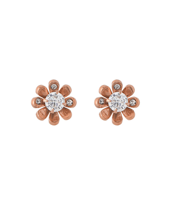 【ステンレス】ビジュー×ミニフラワーピアス