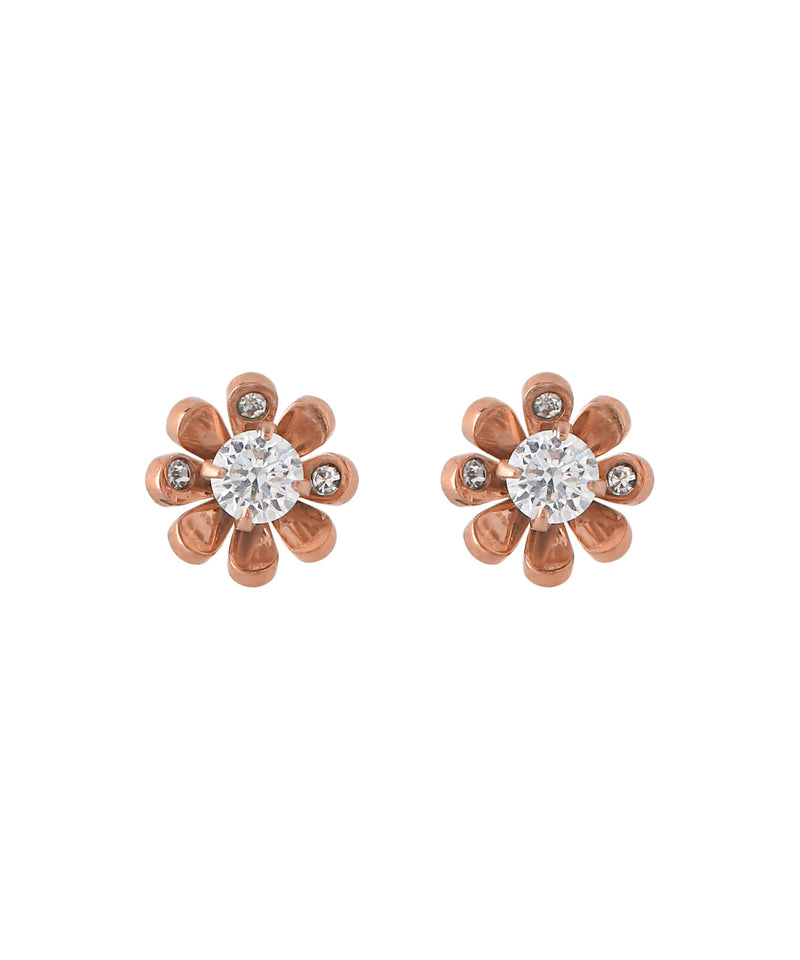 【ステンレス】ビジュー×ミニフラワーピアス