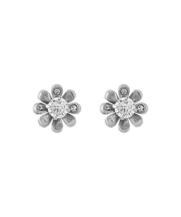 【ステンレス】ビジュー×ミニフラワーピアス