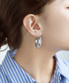 [Stainless Steel] Bold Metal Hoop Earrings