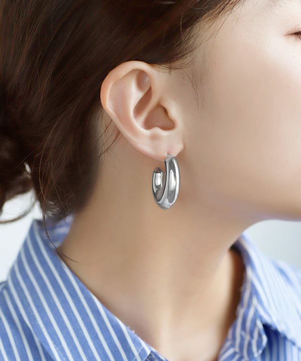 [Stainless Steel] Bold Metal Hoop Earrings