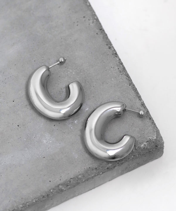 [Stainless Steel] Bold Metal Hoop Earrings