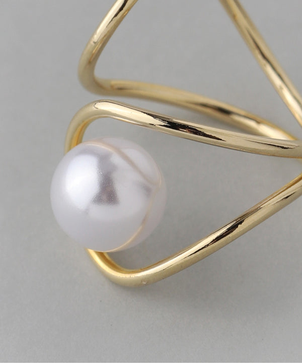 パール×メタルラインイヤーカフ