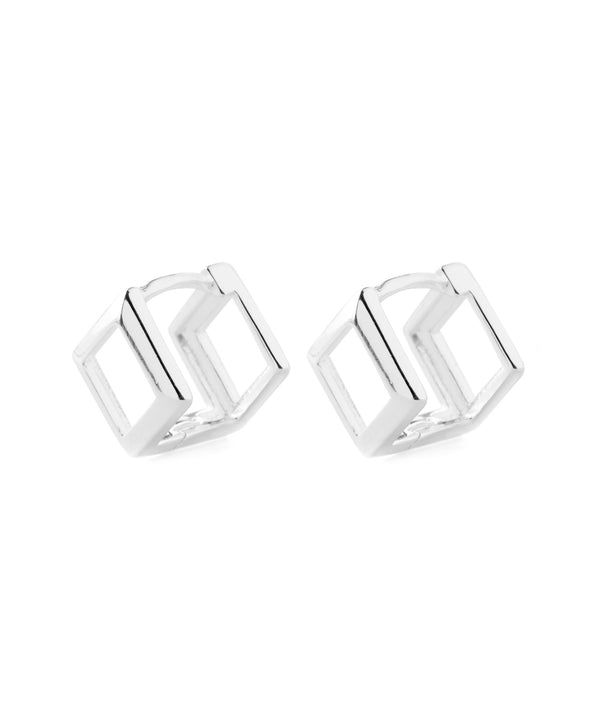 Square frame hoop earrings [silver925][Basic]