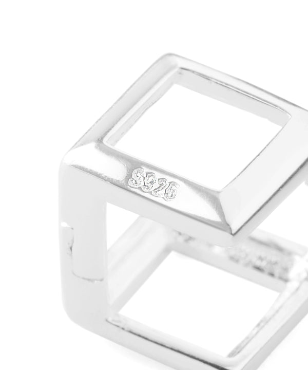 Square frame hoop earrings [silver925][Basic]