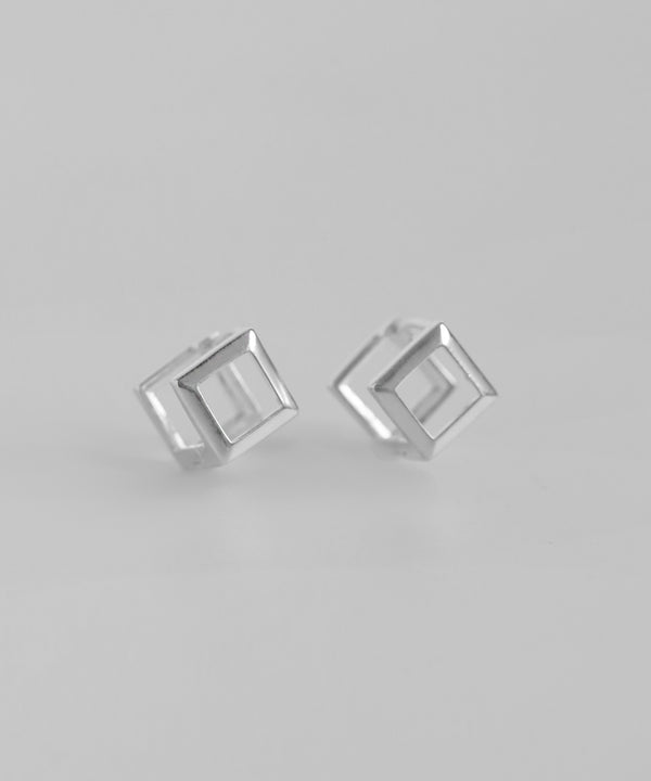 Square frame hoop earrings [silver925][Basic]