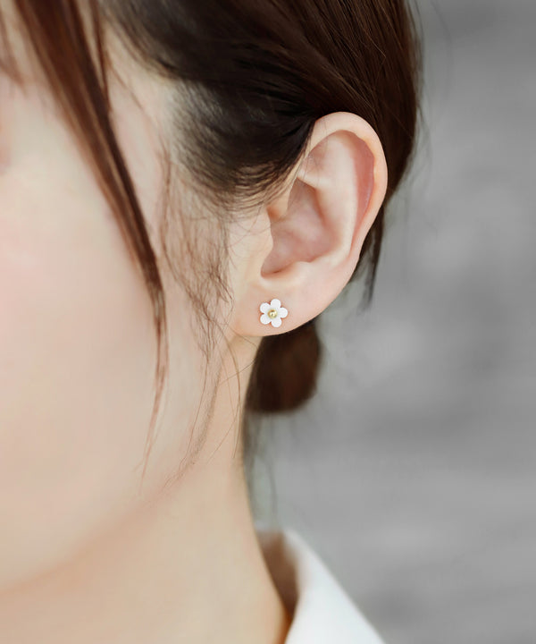 フラワー×パール2WAYバックキャッチピアス