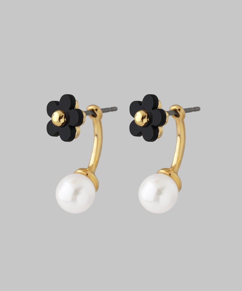 Flower x Pearl 2-Way Back-Catch Earrings