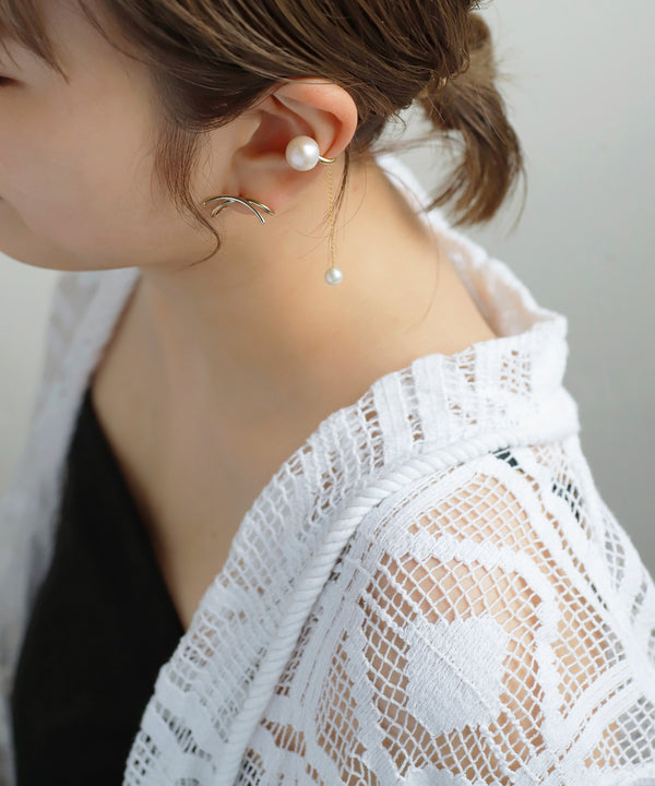 クロスラインラップピアス[Sheerchic]