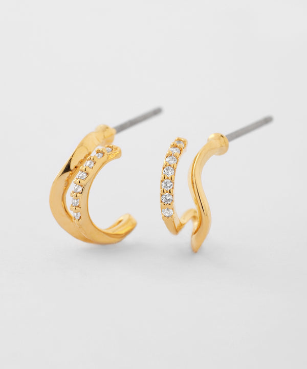 ダブルラインビジューピアス[Sheerchic]