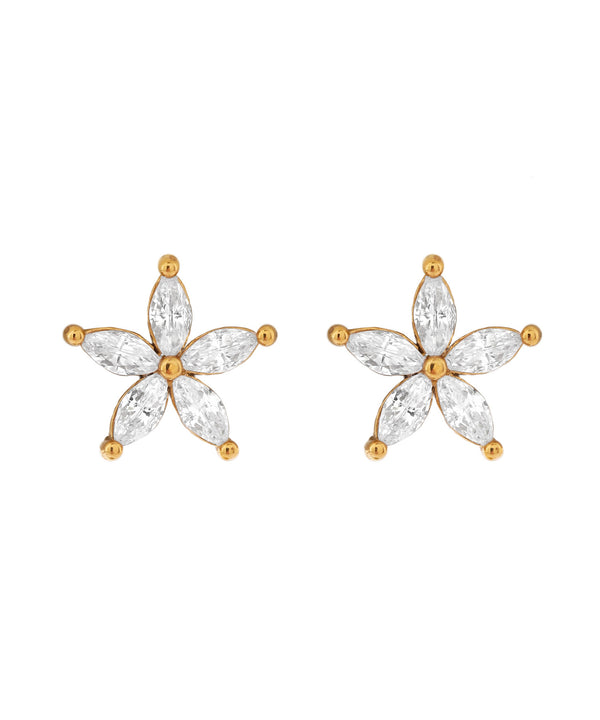 ビジューフラワーピアス[ステンレス][Sheerchic]