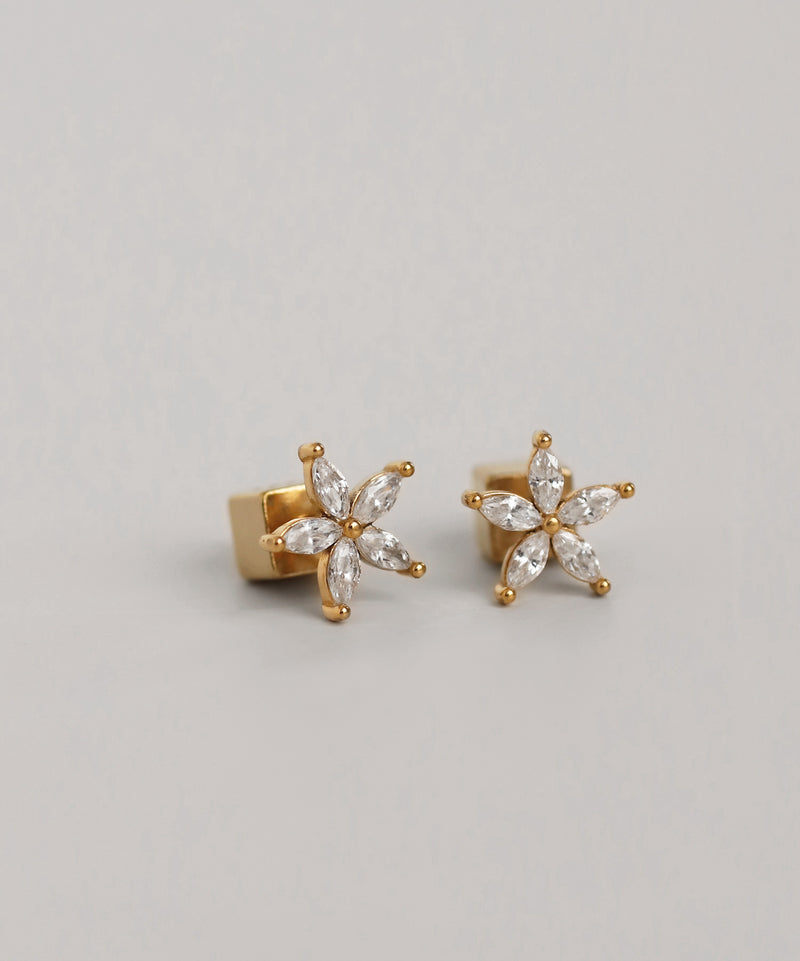 ビジューフラワーピアス[ステンレス][Sheerchic]