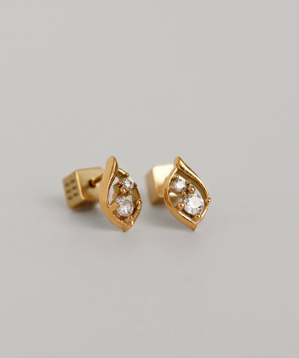 mimi33】ビジュー×リーフピアス[サージカルステンレス][Sheerchic