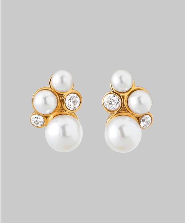 パール×ビジューピアス[サージカルステンレス][Sheerchic]