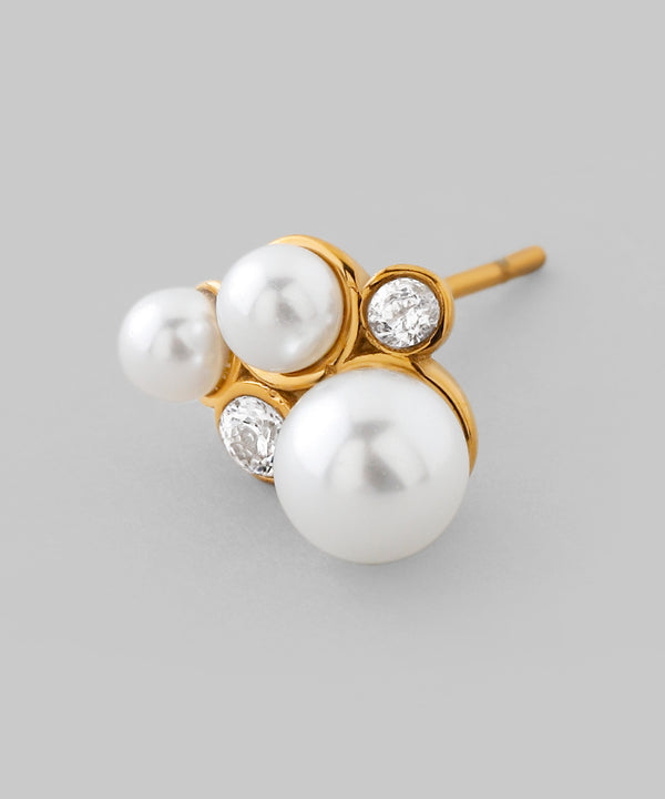 パール×ビジューピアス[サージカルステンレス][Sheerchic]