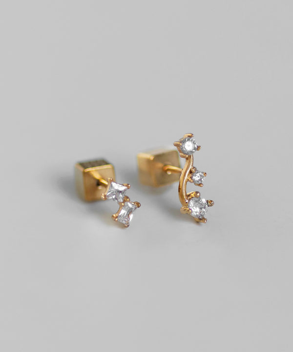 mimi33】ビジューアシメピアス[サージカルステンレス][Sheerchic