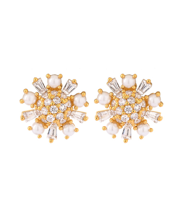 ビジュ×パールフラワーピアス[Sheerchic]