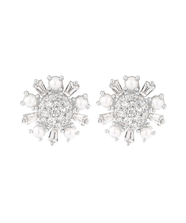 ビジュ×パールフラワーピアス[Sheerchic]