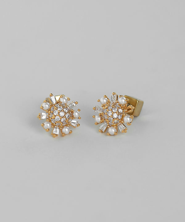 ビジュ×パールフラワーピアス[Sheerchic]
