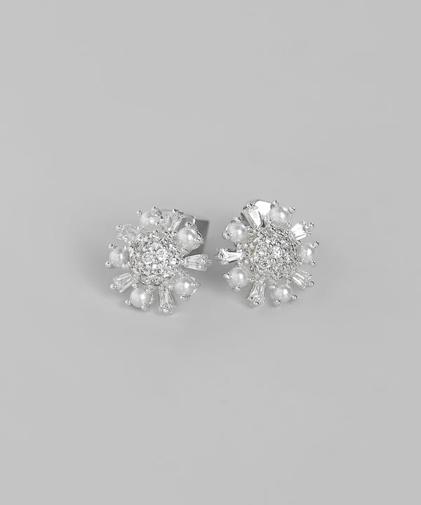 ビジュ×パールフラワーピアス[Sheerchic]