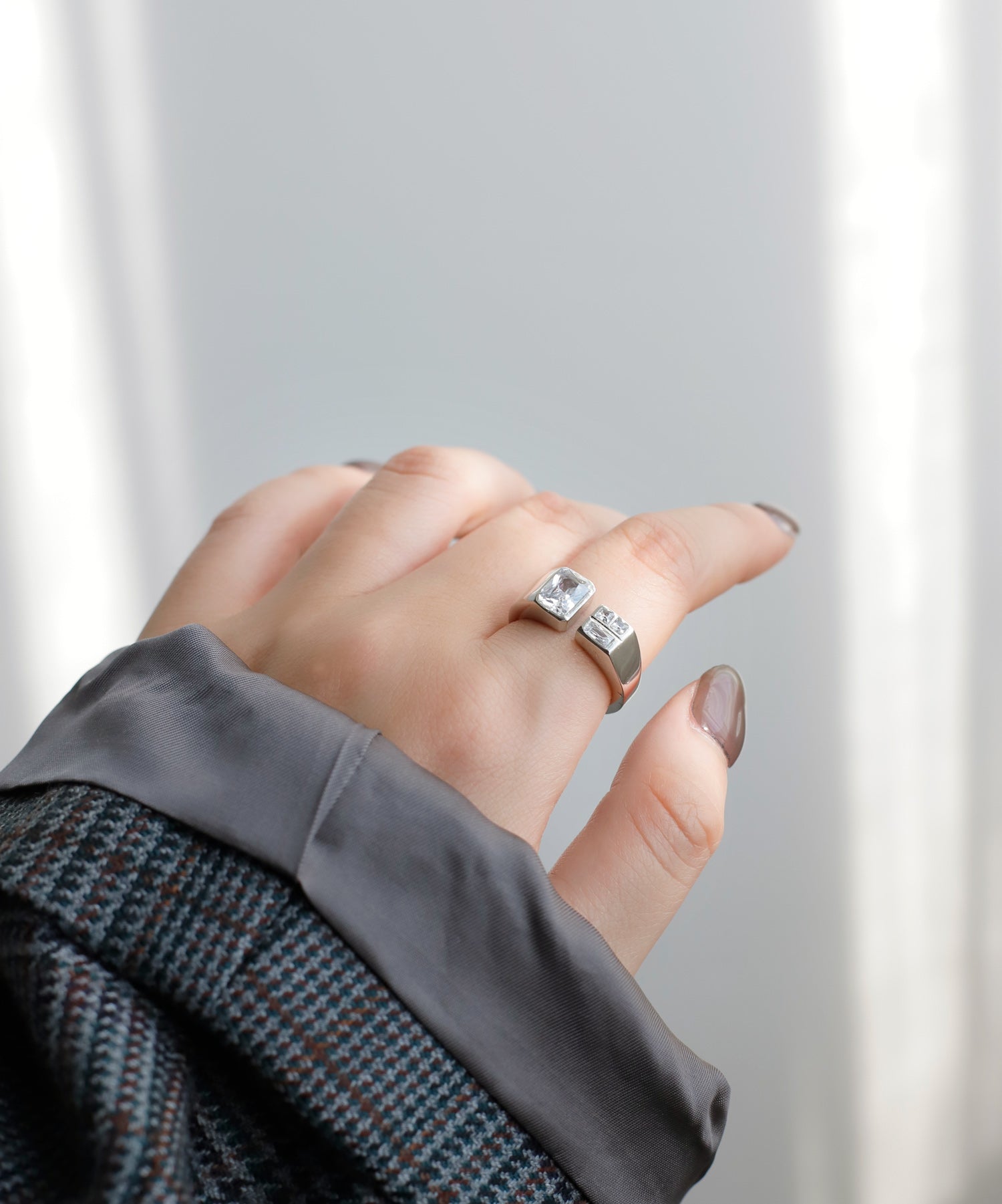 mimi33】スクエアビジューフォークリング[Sheerchic]｜アネモネ