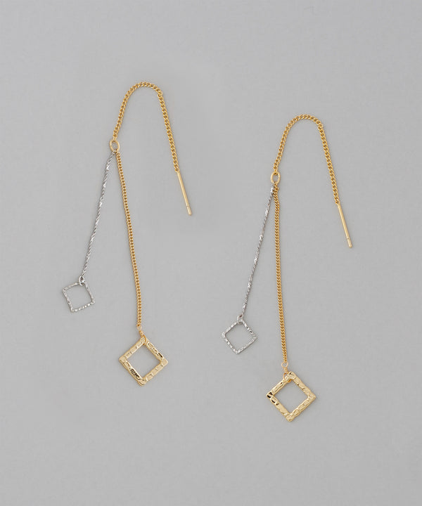 【SANPO ONLINE限定】バイカラースクエアロングピアス[Sheerchic]