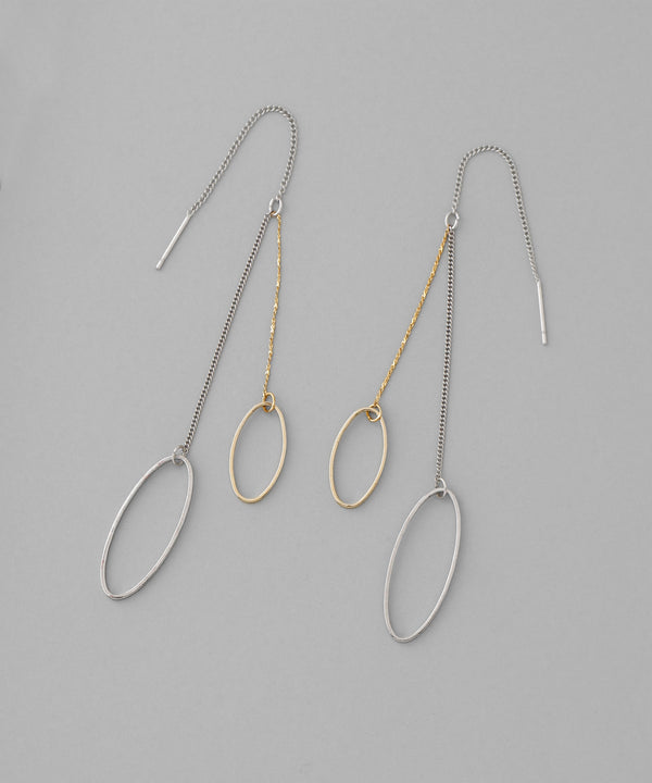 [SANPO ONLINE Exclusive] Bicolor Oval Long Earrings [Sheerchic]