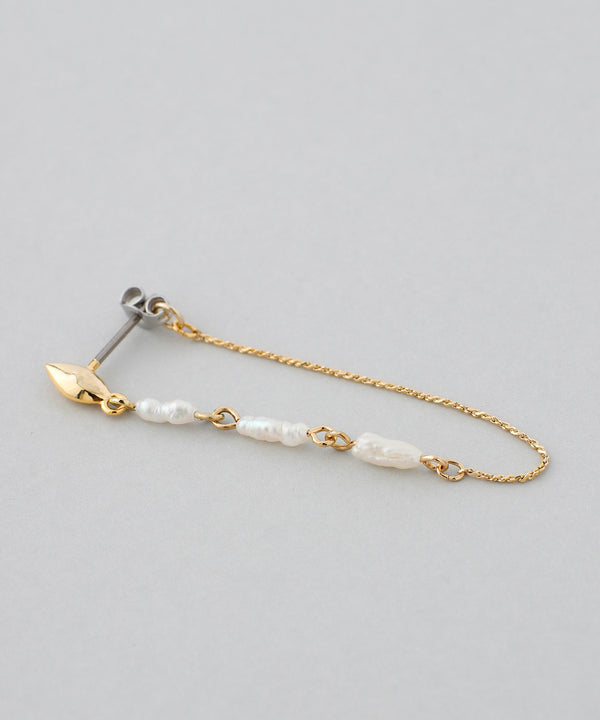 Pearl x Chain Back Catch Earrings [B] [Sheerchic]