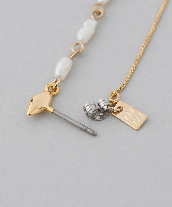 Pearl x Chain Back Catch Earrings [B] [Sheerchic]
