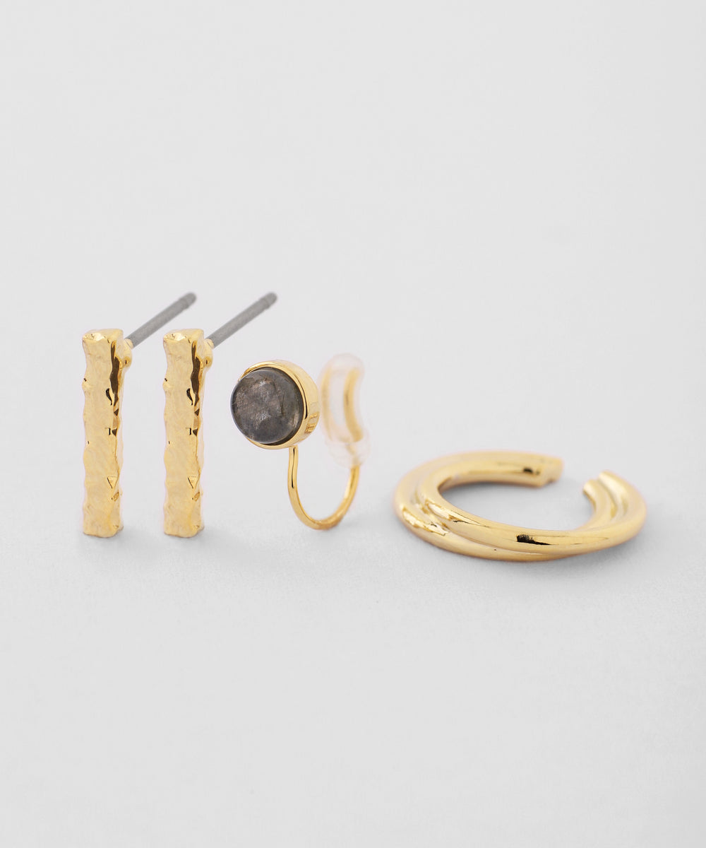 [mimi33] Combination Earrings & Ear Cuff [Natural Stone] [Sheerchic ...