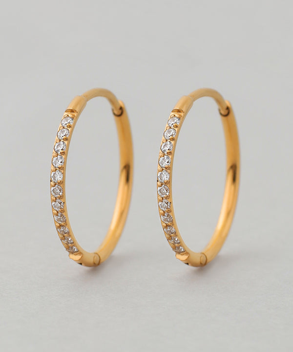 ビジューフープピアス[ステンレス][Basic]
