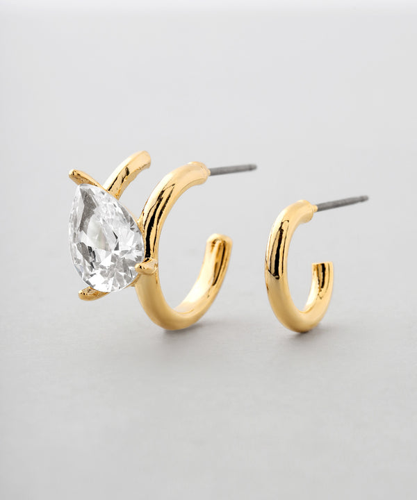ドロップビジューアシメフープピアス[Sheerchic]
